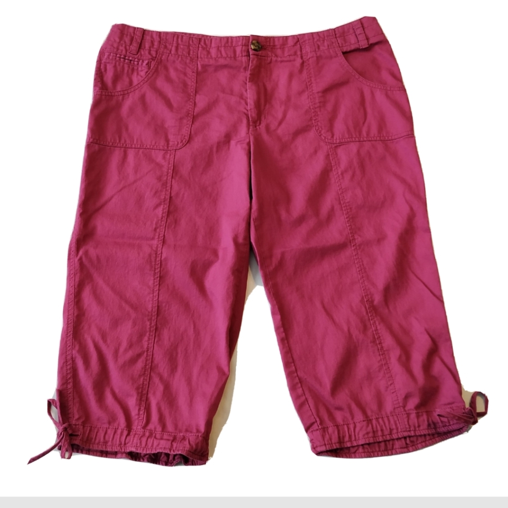 Merona Capri Pants Size 16 Purple Magenta tie Hem